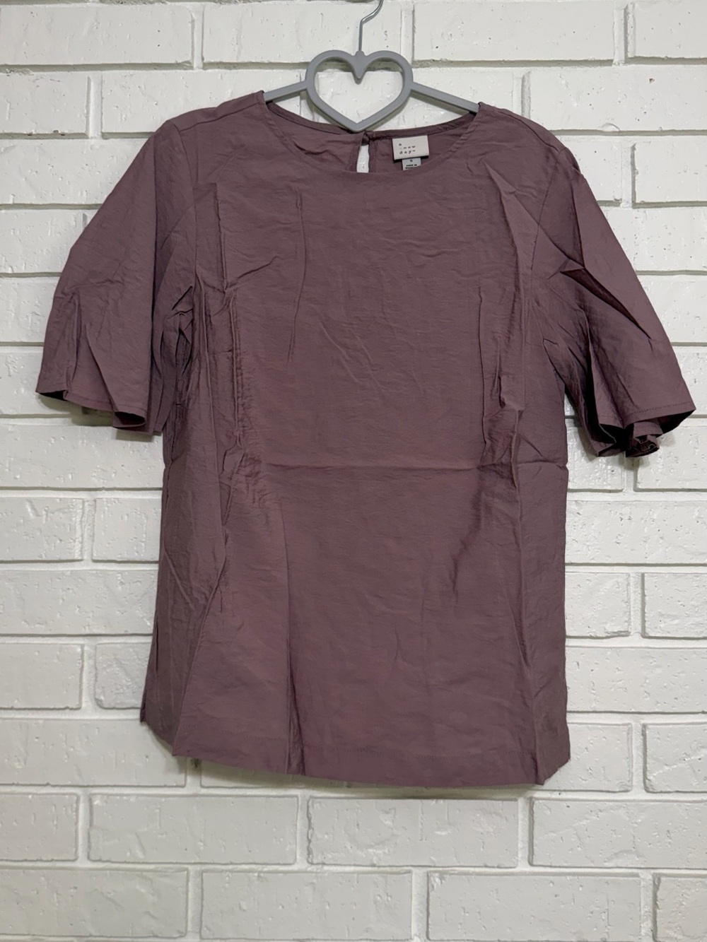 A New Day Mauve Pintuck Flutter Sleeve Blouse Women’s Small